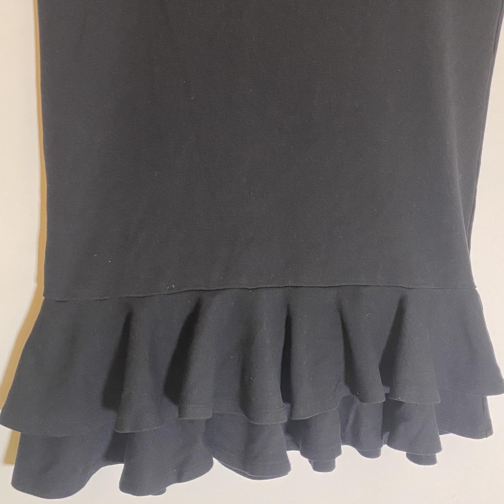 C EST 1946 Skirt Womens Medium Black Ruffle Hem Knit Pencil Midi Pull On - Picture 2 of 9